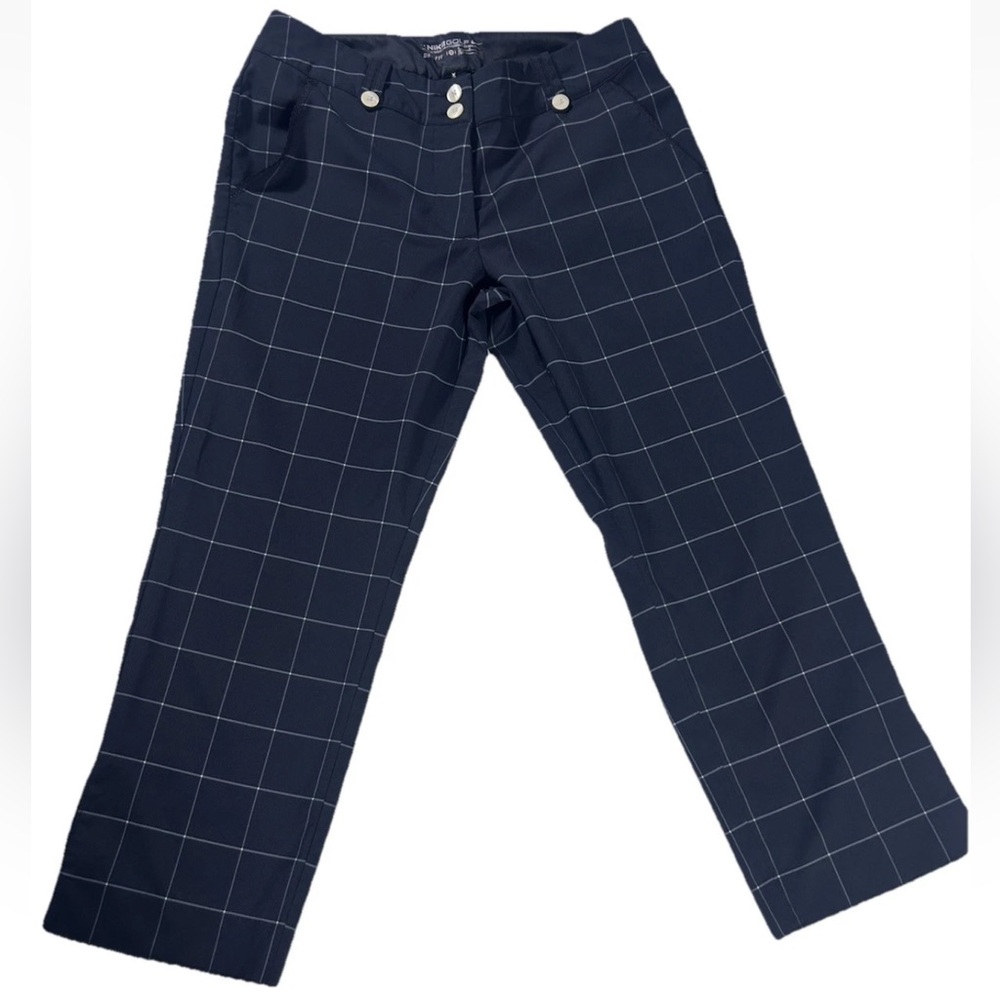 Nike Golf Audrey Dri-FIT Plaid Cropped Pants Womens 4 Black Performance Stretch